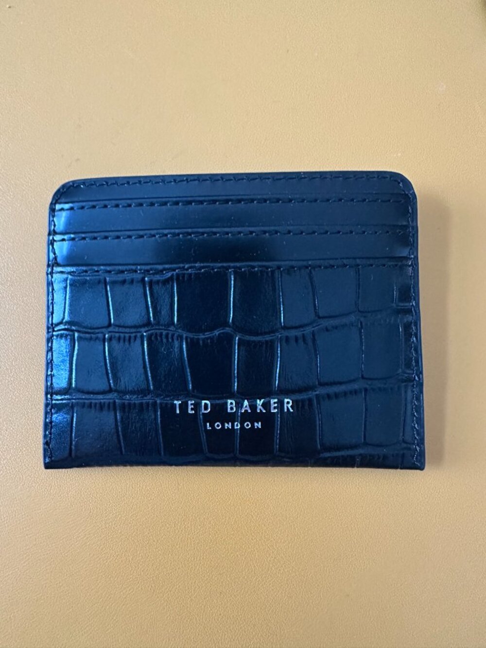 Ted Baker Romaiin Croc Embossed Black Leather Keyfob & Cardholder Set *NWOT* - Picture 2 of 5